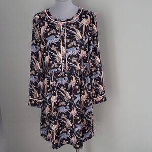 Ann Taylor LOFT Bird Print Long Sleeve Dress